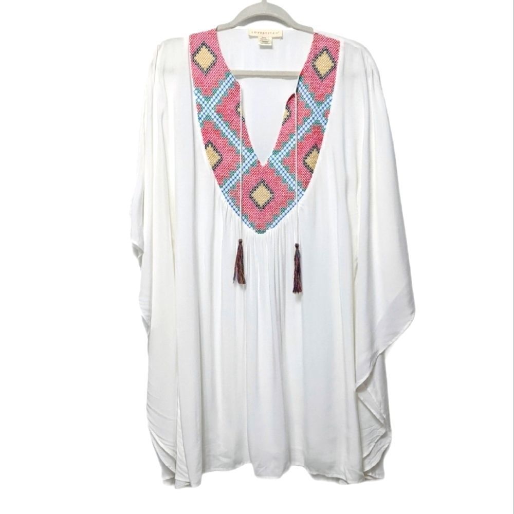 LOVESTITCH Embroidered Tunic Cover-up M/L - Picture 2 of 6